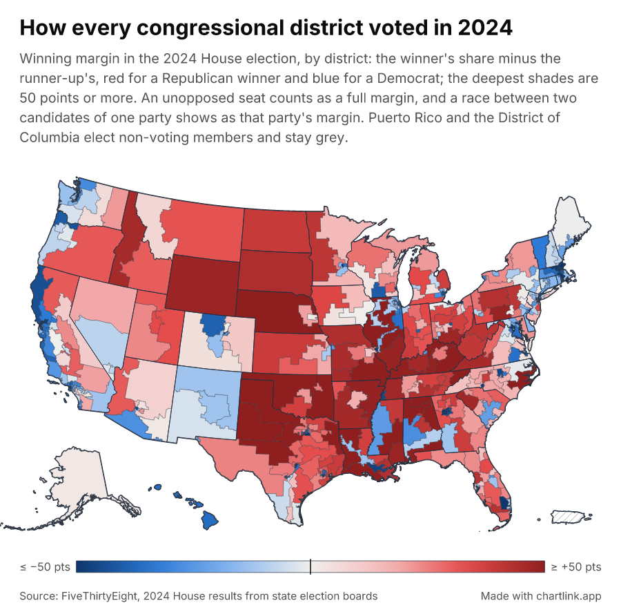 How every congressional district voted in 2024