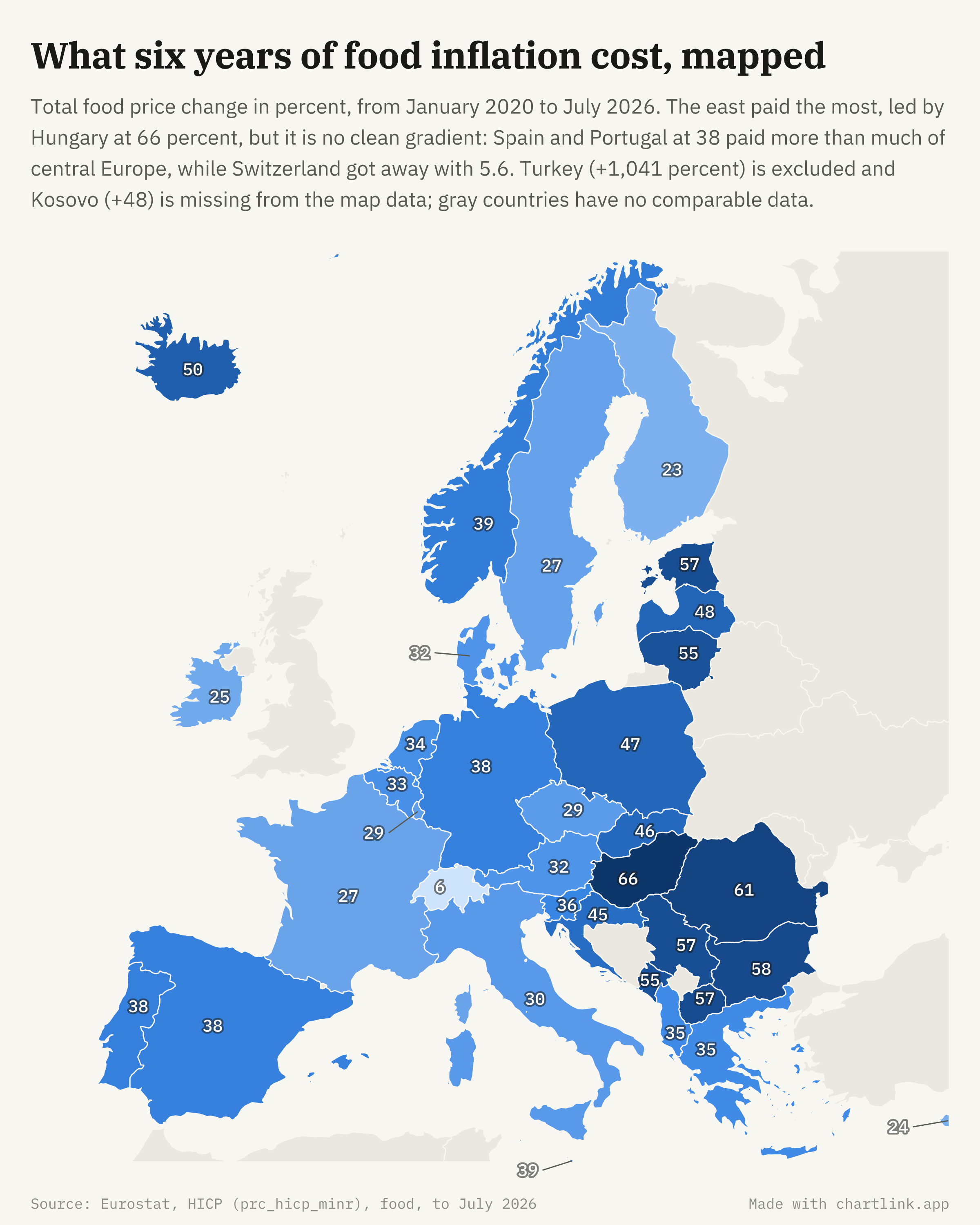 What six years of food inflation cost, mapped