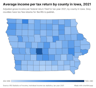 Map of Iowa by county, one number per county