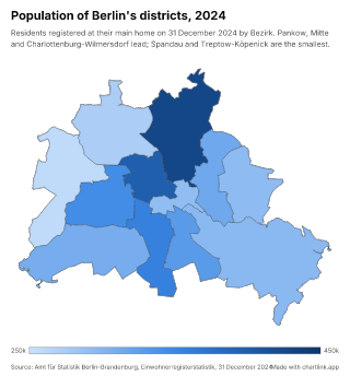 Map of Berlin by district, one number per district