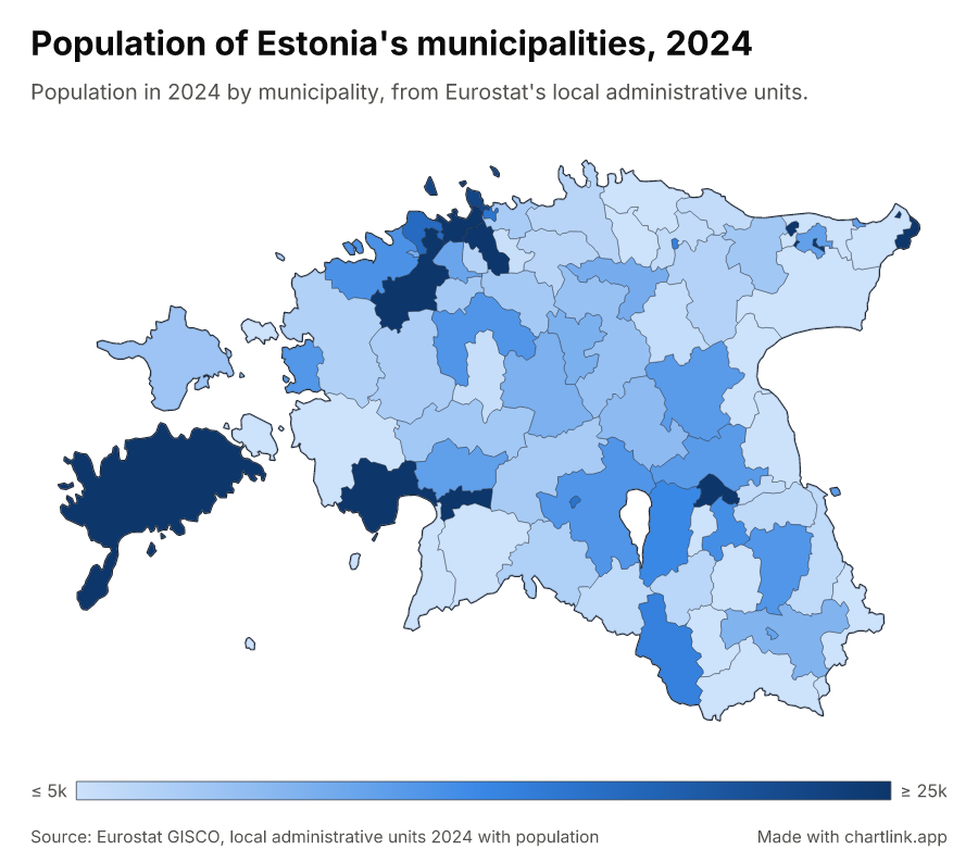 Population of Estonia's municipalities, 2024