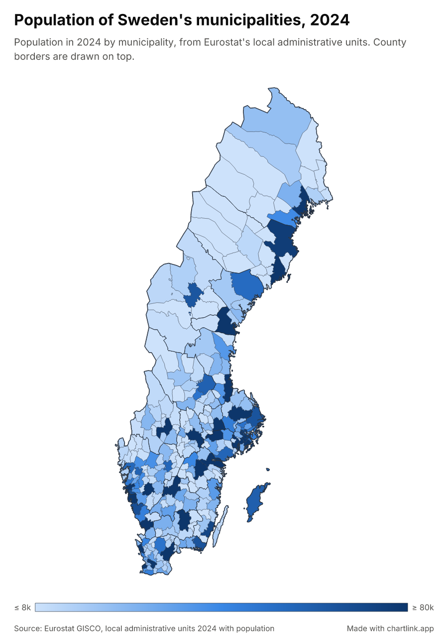 Population of Sweden's municipalities, 2024