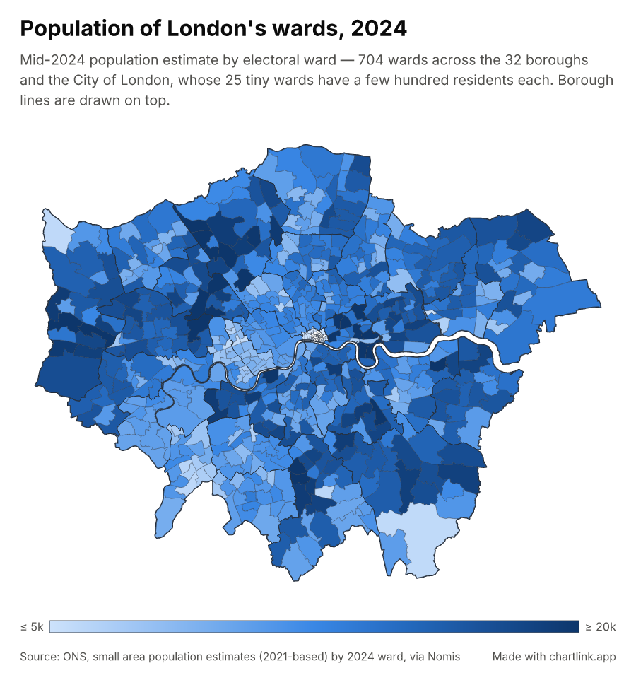Population of London's wards, 2024