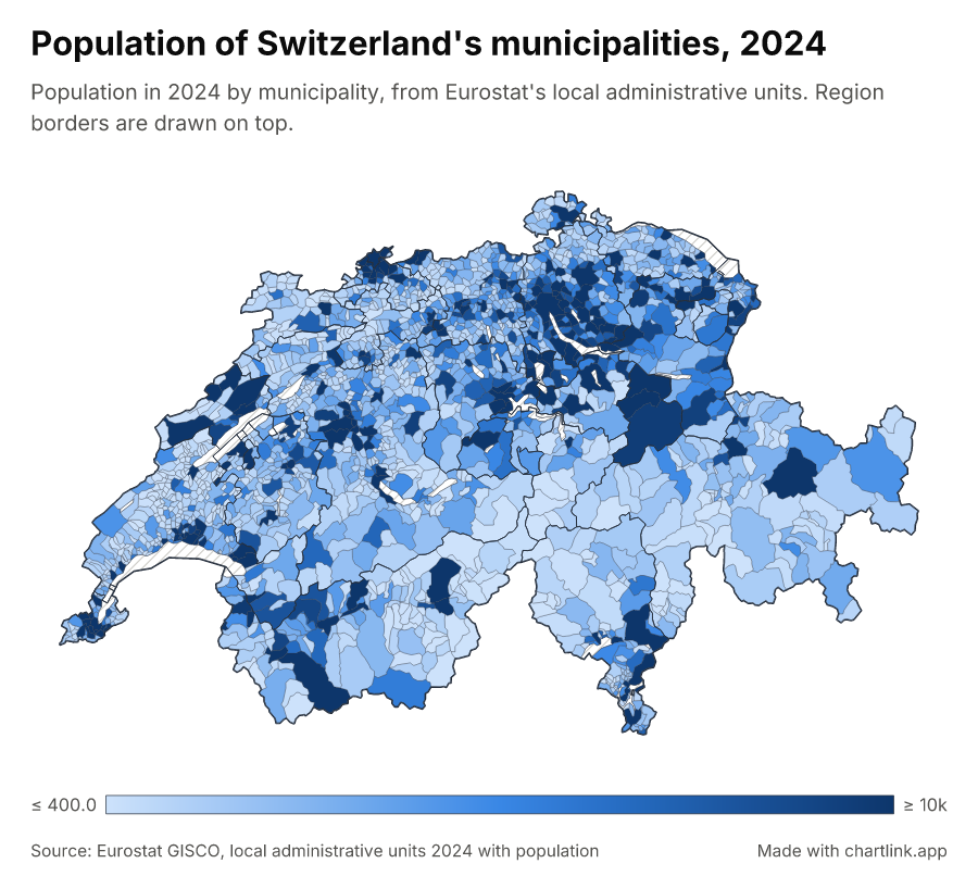 Population of Switzerland's municipalities, 2024