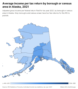 Map of Alaska by borough or census area, one number per borough or census area
