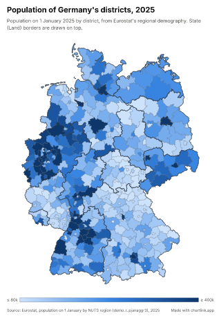 Map of Germany by district, one number per district